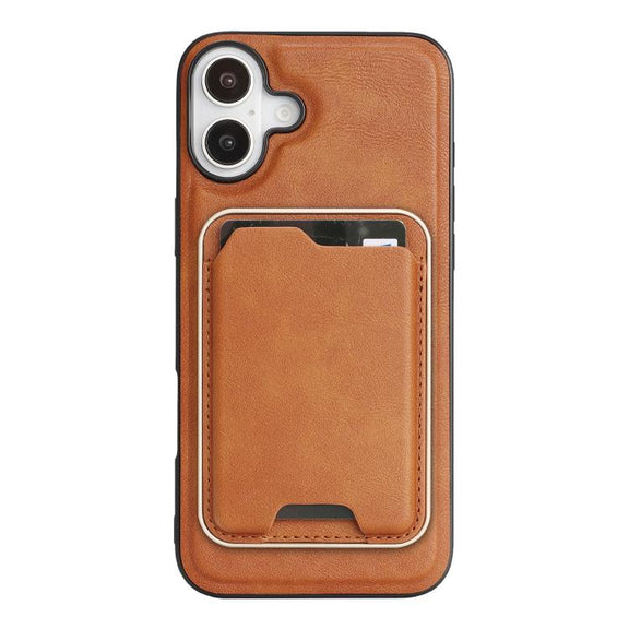 For iPhone 17 Kalebol Slim MagSafe Ring Magnetic Card Bag Leather Phone Case(Brown)