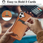 For iPhone 17 Kalebol Slim MagSafe Ring Magnetic Card Bag Leather Phone Case(Brown)