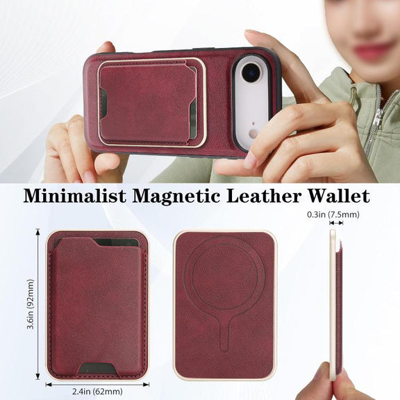 For iPhone 17 Air Kalebol Slim MagSafe Ring Magnetic Card Bag Leather Phone Case(Red)