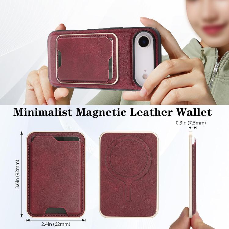 For iPhone 17 Air Kalebol Slim MagSafe Ring Magnetic Card Bag Leather Phone Case(Red)