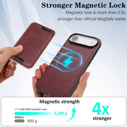 For iPhone 17 Air Kalebol Slim MagSafe Ring Magnetic Card Bag Leather Phone Case(Red)