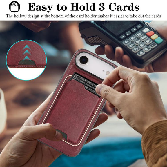 For iPhone 17 Air Kalebol Slim MagSafe Ring Magnetic Card Bag Leather Phone Case(Red)