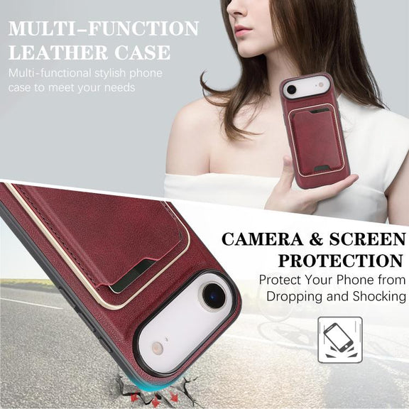 For iPhone 17 Air Kalebol Slim MagSafe Ring Magnetic Card Bag Leather Phone Case(Red)