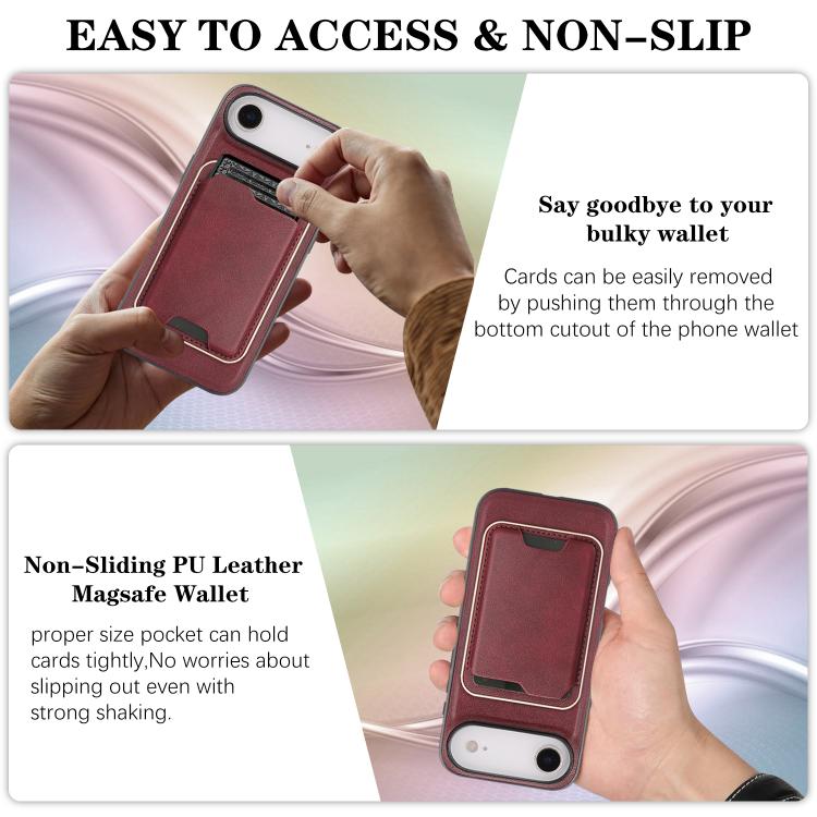For iPhone 17 Air Kalebol Slim MagSafe Ring Magnetic Card Bag Leather Phone Case(Red) - iPhone 17 Air Cases by Kalebol | Online Shopping South Africa | PMC Jewellery | Buy Now Pay Later Mobicred