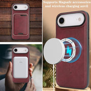 For iPhone 17 Air Kalebol Slim MagSafe Ring Magnetic Card Bag Leather Phone Case(Red)
