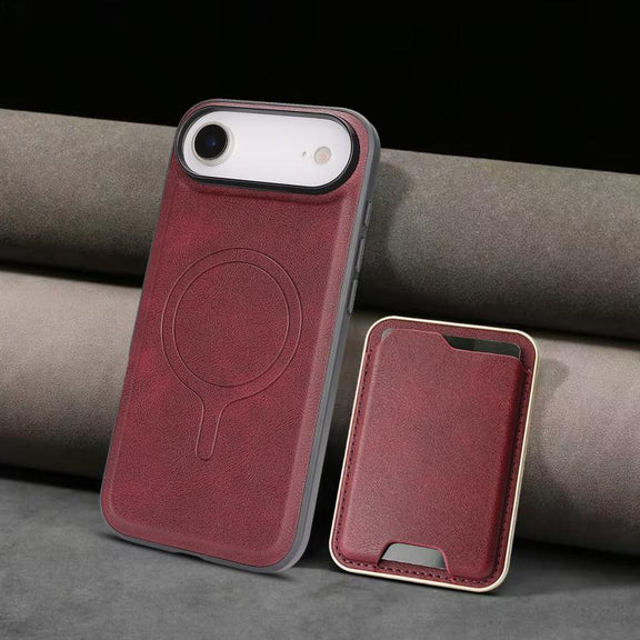 For iPhone 17 Air Kalebol Slim MagSafe Ring Magnetic Card Bag Leather Phone Case(Red)