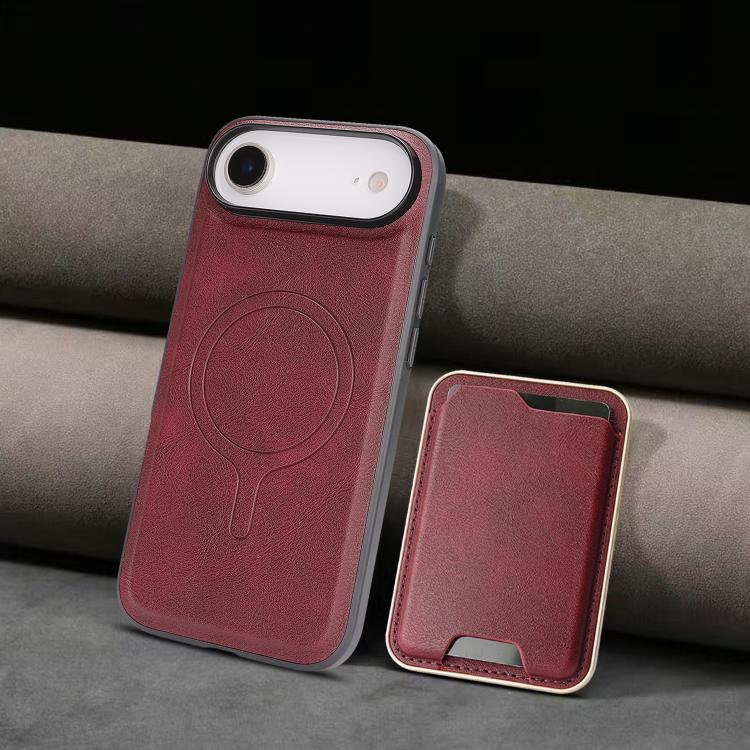 For iPhone 17 Air Kalebol Slim MagSafe Ring Magnetic Card Bag Leather Phone Case(Red)