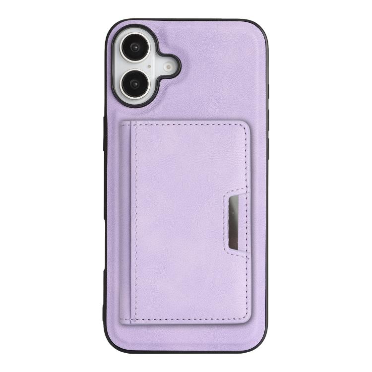 For iPhone 17 Kalebol Strong MagSafe Magnetic Two-Fold Card Bag Leather Phone Case(Purple)