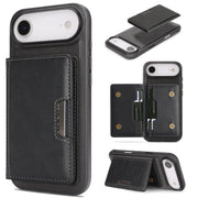 For iPhone 17 Air Kalebol Strong MagSafe Magnetic Two-Fold Card Bag Leather Phone Case(Black)