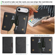 For iPhone 17 Air Kalebol Strong MagSafe Magnetic Two-Fold Card Bag Leather Phone Case(Black)
