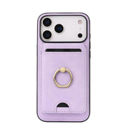 For iPhone 17 Pro Kalebol Strong MagSafe Ring Magnetic Card Bag Holder Leather Phone Case(Purple)
