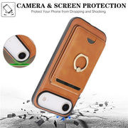 For iPhone 17 Air Kalebol Strong MagSafe Ring Magnetic Card Bag Holder Leather Phone Case(Brown)