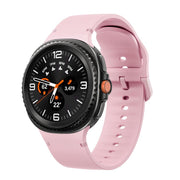 For Samsung Galaxy Watch8 / Watch8 Classic Solid Color Stitched Silicone Watch Band, Size:S(Light Pink)