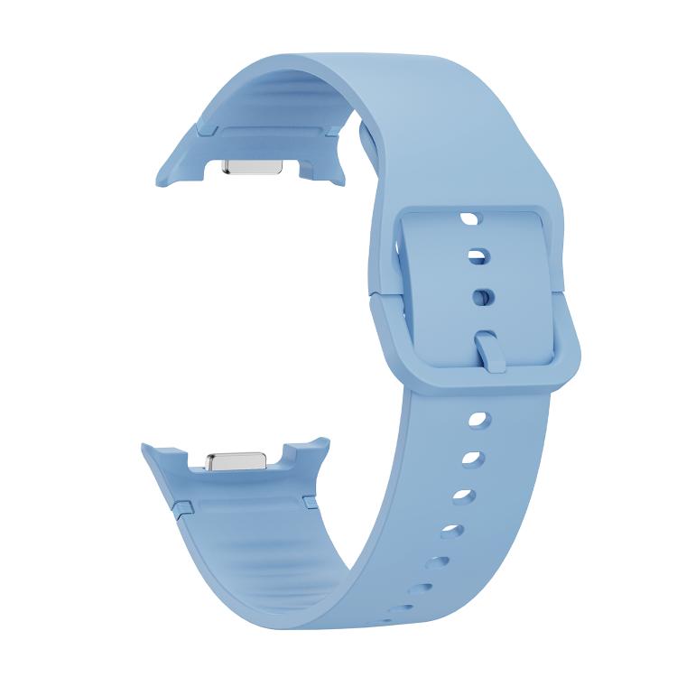 For Samsung Galaxy Watch8 / Watch8 Classic Solid Color Stitched Silicone Watch Band, Size:S(Light Blue)