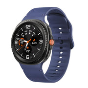 For Samsung Galaxy Watch8 / Watch8 Classic Solid Color Stitched Silicone Watch Band, Size:S(Midnight Blue)