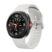 For Samsung Galaxy Watch8 / Watch8 Classic Solid Color Stitched Silicone Watch Band, Size:M(Lime White)
