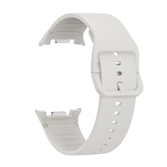 For Samsung Galaxy Watch8 / Watch8 Classic Solid Color Stitched Silicone Watch Band, Size:M(Lime White)