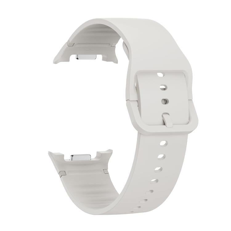 For Samsung Galaxy Watch8 / Watch8 Classic Solid Color Stitched Silicone Watch Band, Size:M(Lime White)