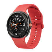 For Samsung Galaxy Watch8 / Watch8 Classic Solid Color Stitched Silicone Watch Band, Size:M(Red)