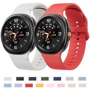 For Samsung Galaxy Watch8 / Watch8 Classic Solid Color Stitched Silicone Watch Band, Size:M(Lime White)