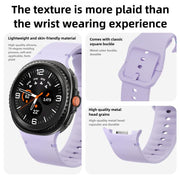 For Samsung Galaxy Watch8 / Watch8 Classic Solid Color Stitched Silicone Watch Band, Size:M(Light Blue)