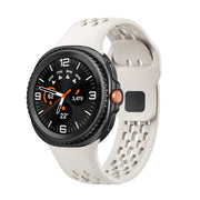 For Samsung Galaxy Watch8 / Watch8 Classic Hole Style Black Reverse Buckle Silicone Watch Band(Beige)