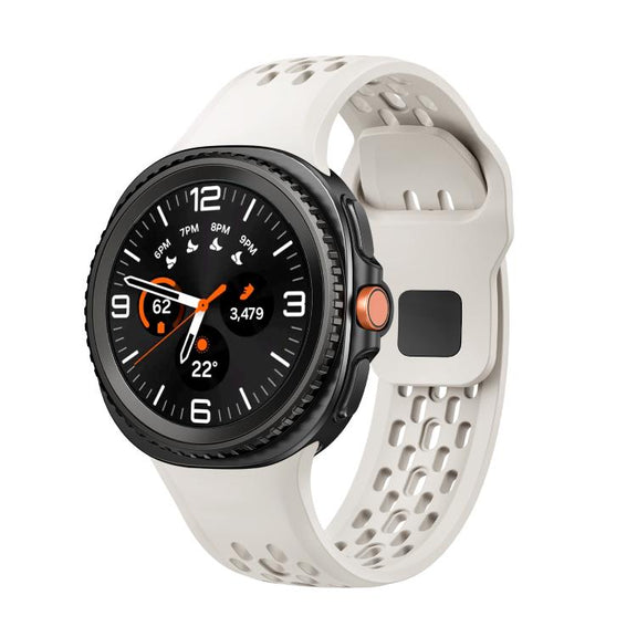 For Samsung Galaxy Watch8 / Watch8 Classic Hole Style Black Reverse Buckle Silicone Watch Band(Beige)