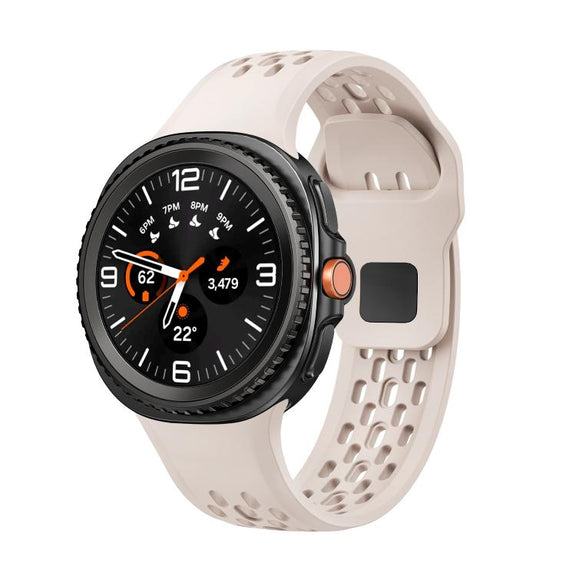 For Samsung Galaxy Watch8 / Watch8 Classic Hole Style Black Reverse Buckle Silicone Watch Band(Starlight)