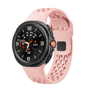 For Samsung Galaxy Watch8 / Watch8 Classic Hole Style Black Reverse Buckle Silicone Watch Band(Pink)