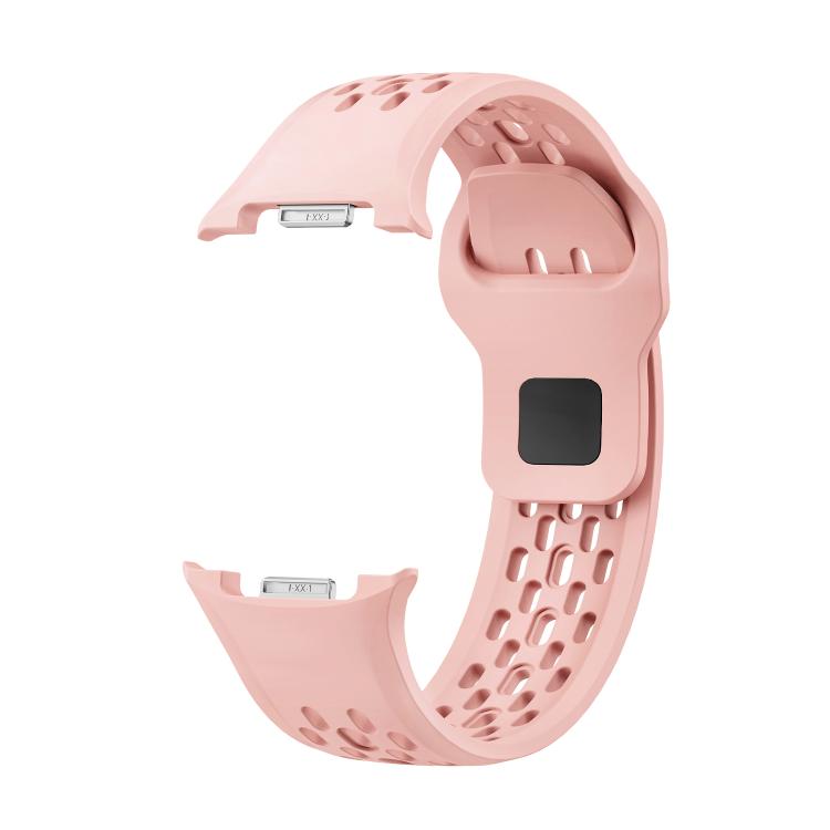 For Samsung Galaxy Watch8 / Watch8 Classic Hole Style Black Reverse Buckle Silicone Watch Band(Pink)