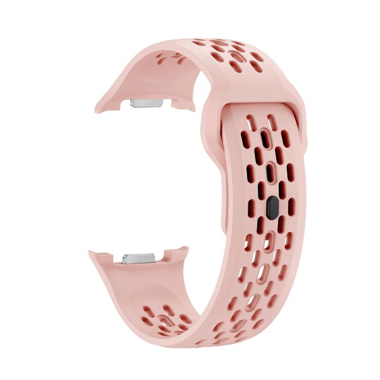 For Samsung Galaxy Watch8 / Watch8 Classic Hole Style Black Reverse Buckle Silicone Watch Band(Pink)