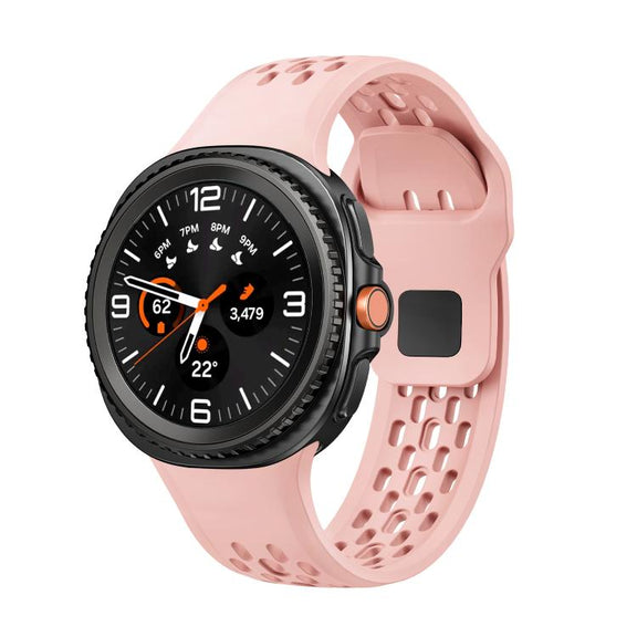 For Samsung Galaxy Watch8 / Watch8 Classic Hole Style Black Reverse Buckle Silicone Watch Band(Pink)