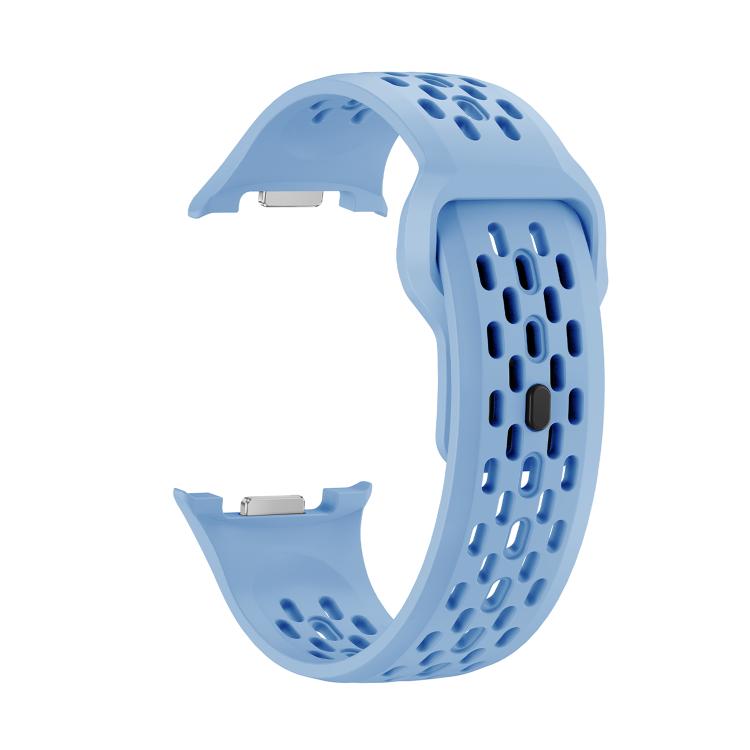 For Samsung Galaxy Watch8 / Watch8 Classic Hole Style Black Reverse Buckle Silicone Watch Band(Light Blue)