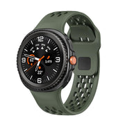 For Samsung Galaxy Watch8 / Watch8 Classic Hole Style Black Reverse Buckle Silicone Watch Band(Army Green)