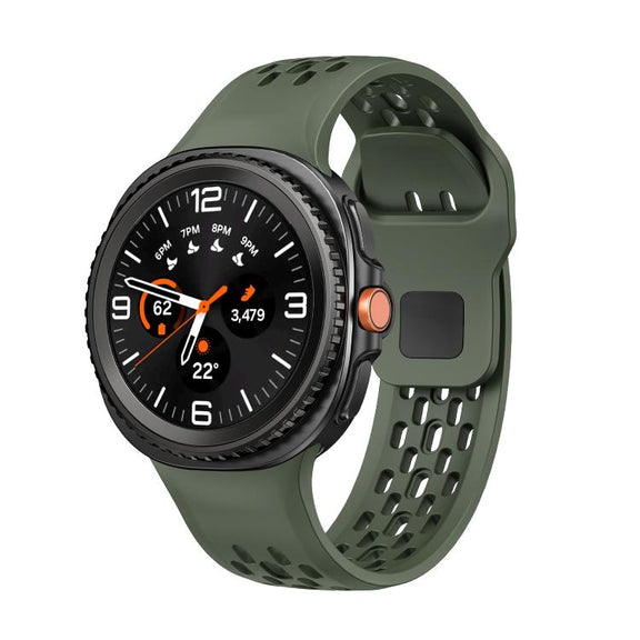 For Samsung Galaxy Watch8 / Watch8 Classic Hole Style Black Reverse Buckle Silicone Watch Band(Army Green)