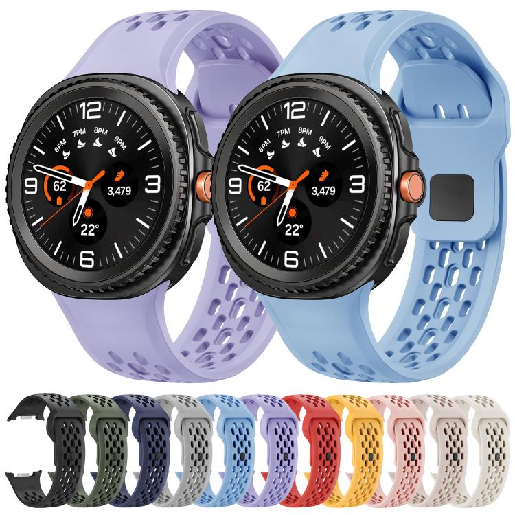 For Samsung Galaxy Watch8 / Watch8 Classic Hole Style Black Reverse Buckle Silicone Watch Band(Army Green)