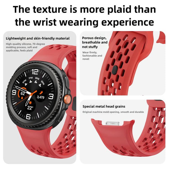 For Samsung Galaxy Watch8 / Watch8 Classic Hole Style Black Reverse Buckle Silicone Watch Band(Red)