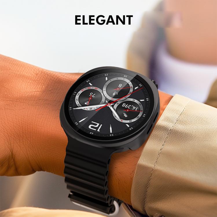 For Samsung Galaxy Watch8 44mm ENKAY Hat-Prince Full Coverage Tempered Glass Film Integrated PC Watch Case(Black) - free shipping - PMC TechLife - Order now!