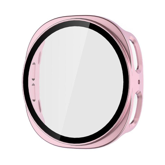 For Samsung Galaxy Watch8 44mm ENKAY Hat-Prince Full Coverage Tempered Glass Film Integrated PC Watch Case(Rose Pink)