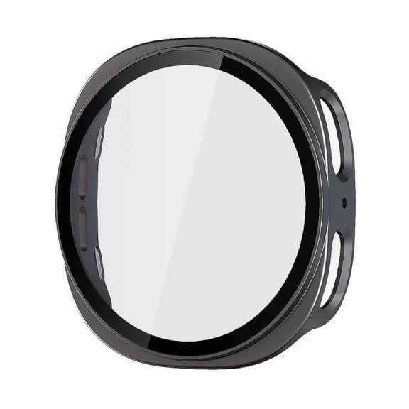 For Samsung Galaxy Watch8 44mm ENKAY Hat-Prince Full Coverage Tempered Glass Film Integrated PC Watch Case(Metal Gray)