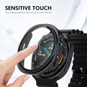 For Samsung Galaxy Watch8 44mm ENKAY Hat-Prince Full Coverage Tempered Glass Film Integrated PC Watch Case(Silver)