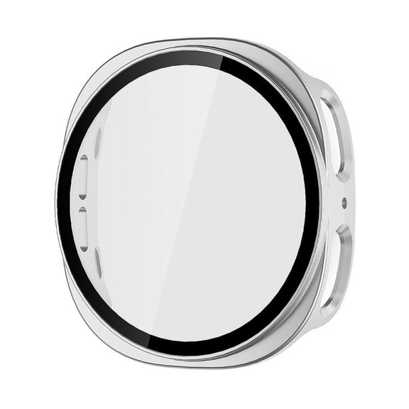 For Samsung Galaxy Watch8 44mm ENKAY Hat-Prince Full Coverage Tempered Glass Film Integrated PC Watch Case(Silver)