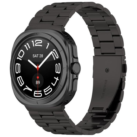 For Samsung Galaxy Watch8 / Watch8 Classic Three Beads Stainless Steel Watch Band with Removal Tool(Black)