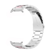 For Samsung Galaxy Watch8 / Watch8 Classic Three Beads Stainless Steel Watch Band with Removal Tool(Silver Pink)