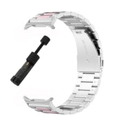 For Samsung Galaxy Watch8 / Watch8 Classic Three Beads Stainless Steel Watch Band with Removal Tool(Silver Pink)