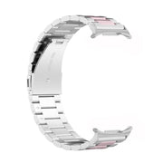 For Samsung Galaxy Watch8 / Watch8 Classic Three Beads Stainless Steel Watch Band with Removal Tool(Silver Pink)