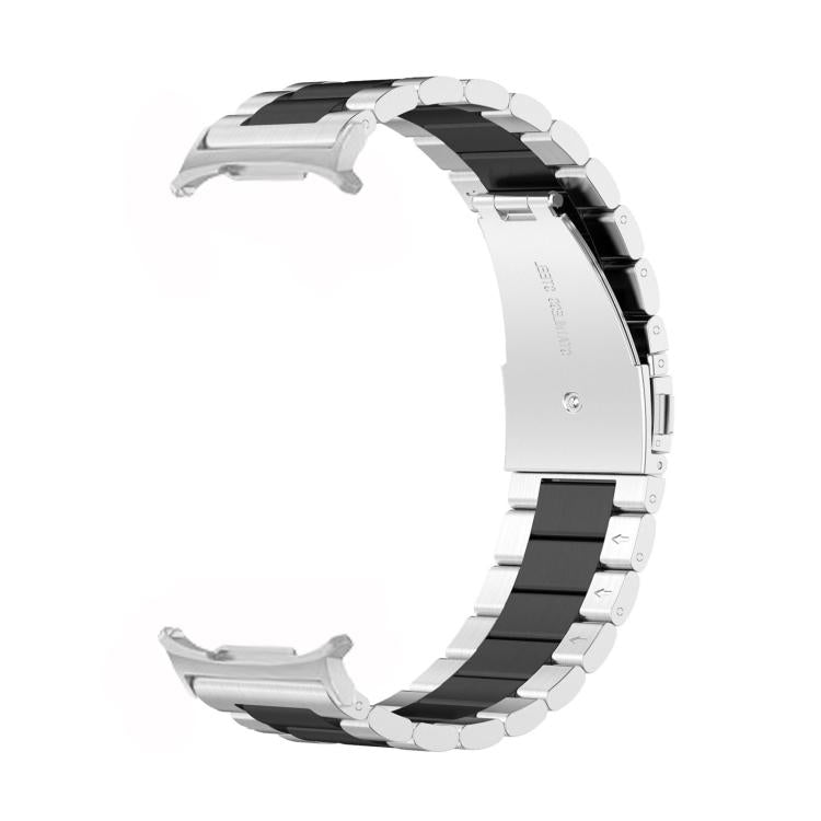 For Samsung Galaxy Watch8 / Watch8 Classic Three Beads Stainless Steel Watch Band with Removal Tool(Silver Black)