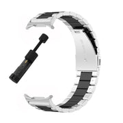 For Samsung Galaxy Watch8 / Watch8 Classic Three Beads Stainless Steel Watch Band with Removal Tool(Silver Black)
