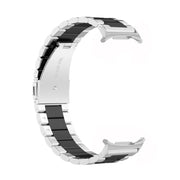 For Samsung Galaxy Watch8 / Watch8 Classic Three Beads Stainless Steel Watch Band with Removal Tool(Silver Black)