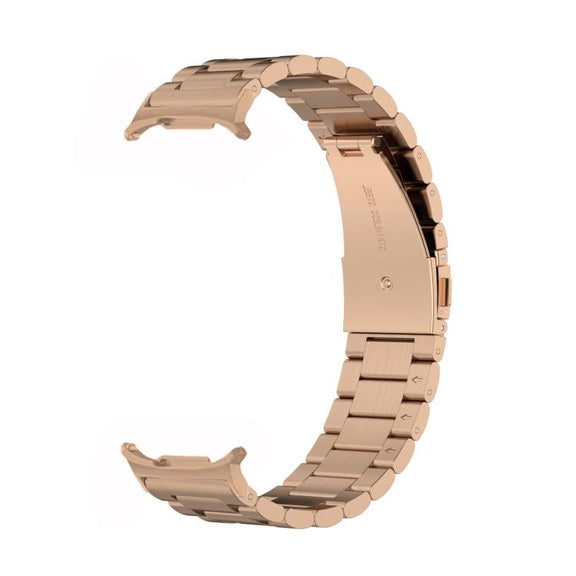 For Samsung Galaxy Watch8 / Watch8 Classic Three Beads Stainless Steel Watch Band with Removal Tool(Rose Gold)